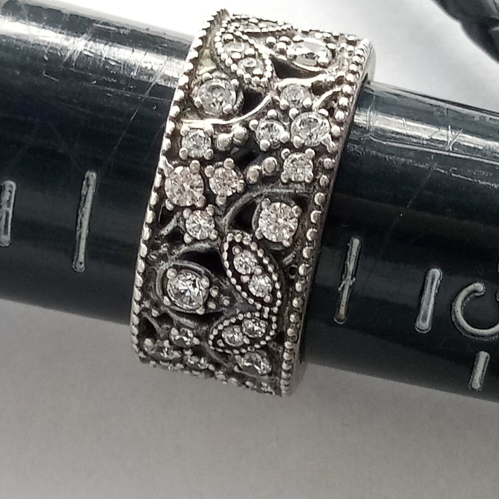 Authentic Pandora Ring Shimmering Leaves Sterling Silver 190965CZ - Picture 2 of 7